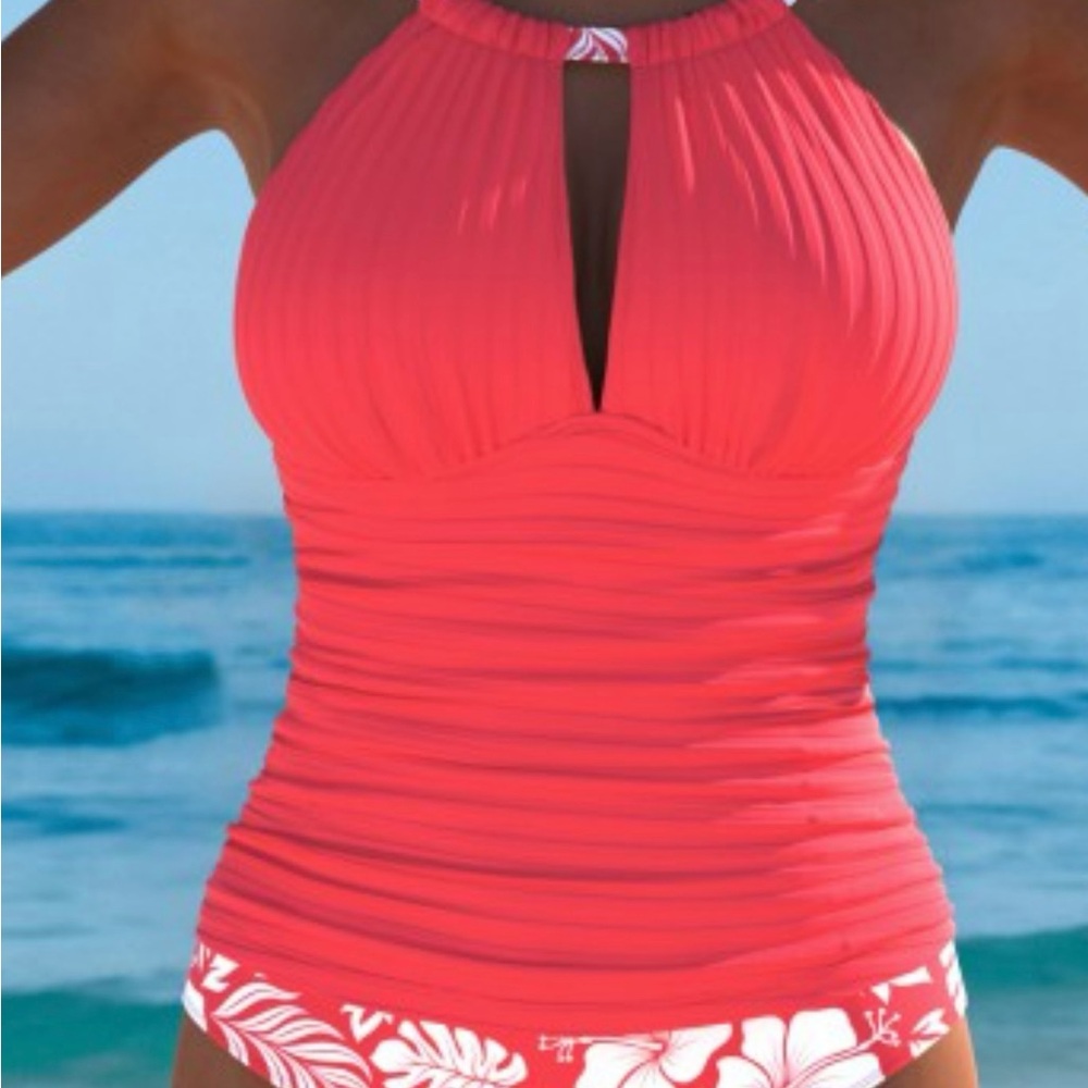 Halter Ruched One-Piece Swimsuit in Coral - Women Swim
